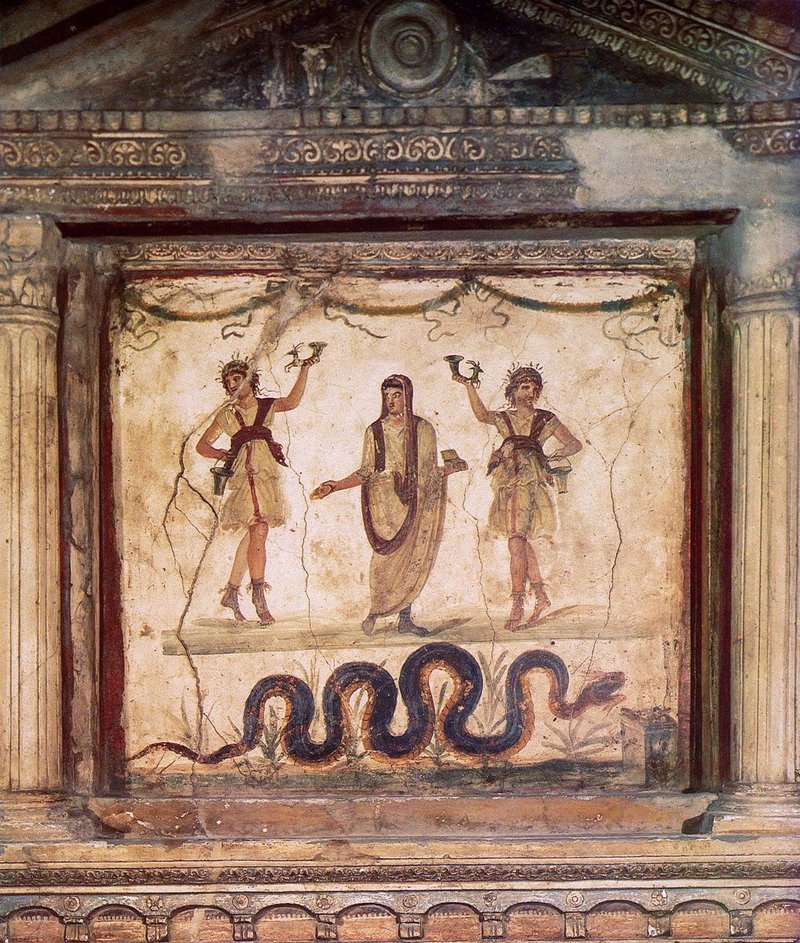 Roman Lararium Fresco In Pompeii