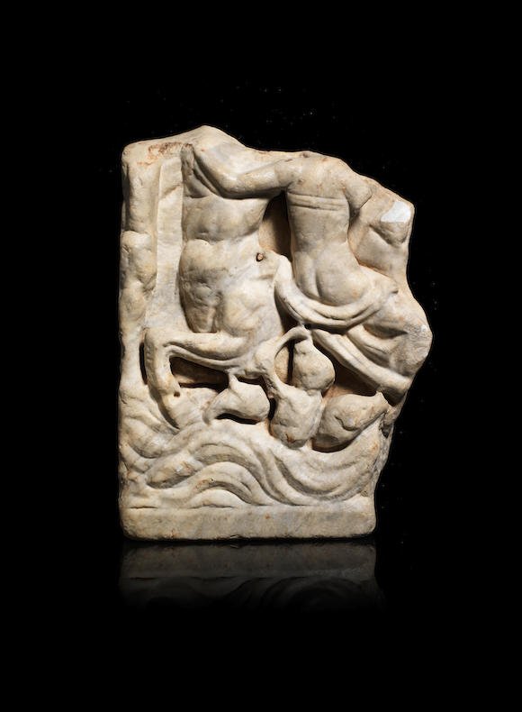 Roman Marble Relief Of Grain Harvest