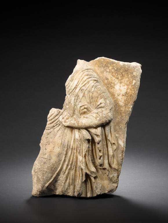 Roman Marble Relief Of Grain Harvest