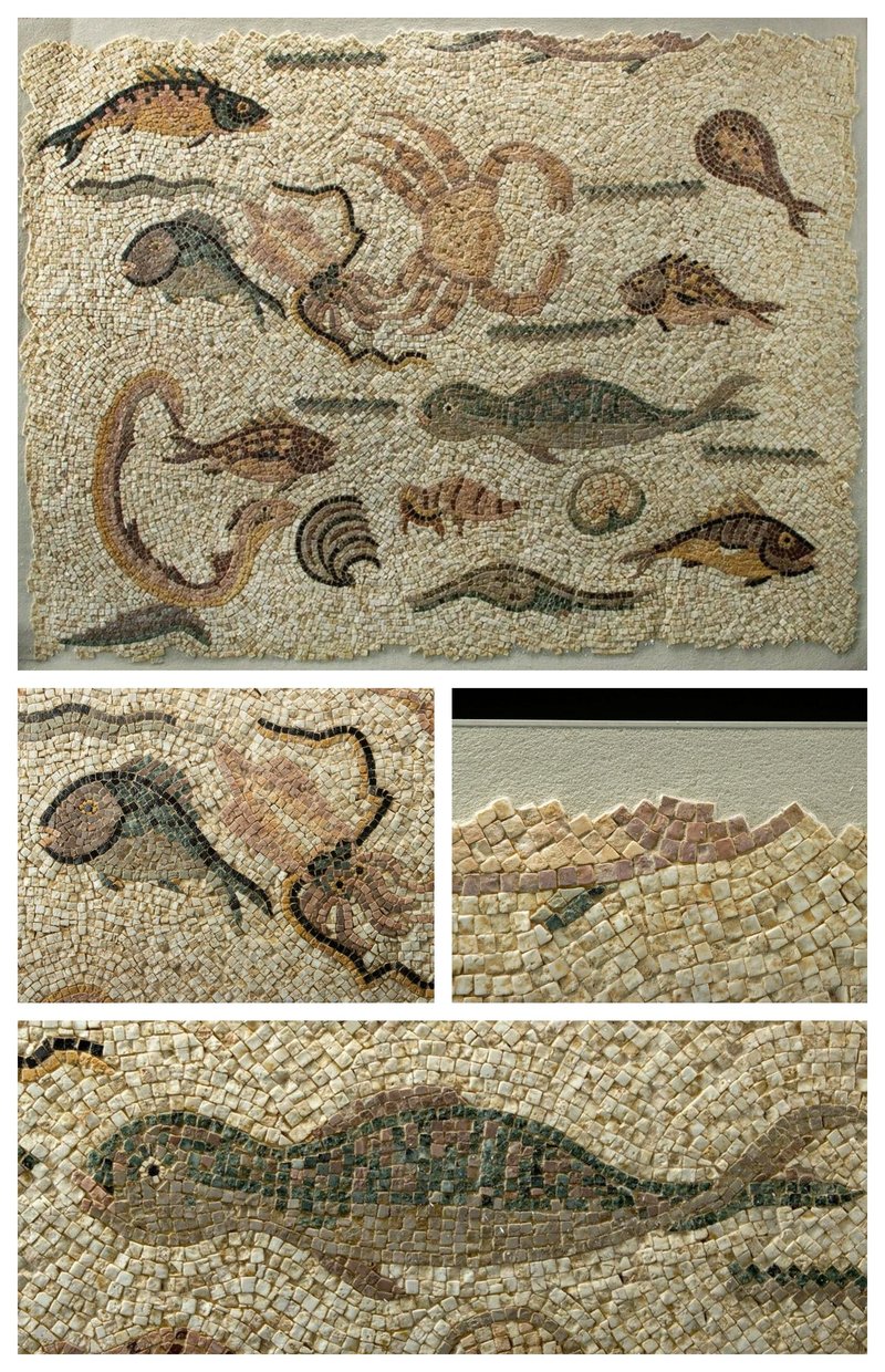 Roman Mosaic Depicting Sea Creatures