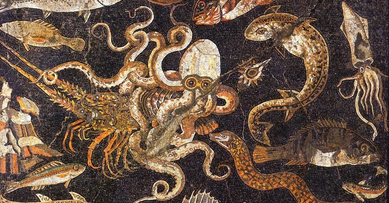 Roman Mosaic Depicting Sea Creatures