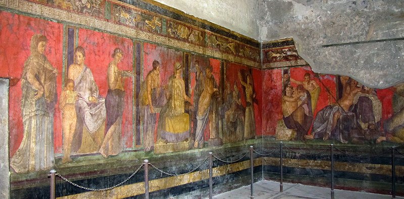 Roman Villa Frescoes In Herculaneum