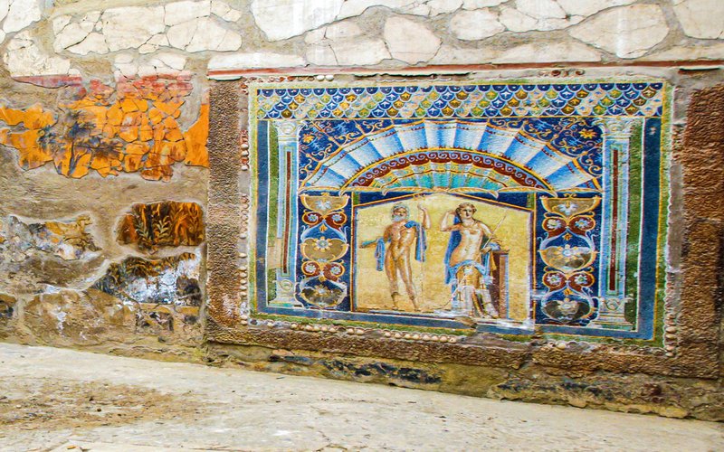 Roman Villa Frescoes In Herculaneum