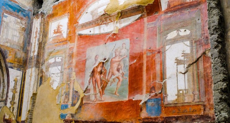 Roman Villa Frescoes In Herculaneum<span class=