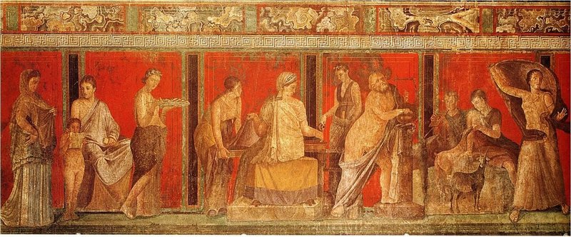 Roman Villa Wall Paintings From Villa Of The Mysteries<span class=