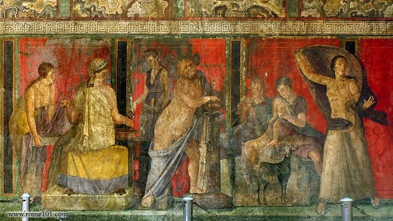 Roman Villa Wall Paintings From Villa Of The Mysteries