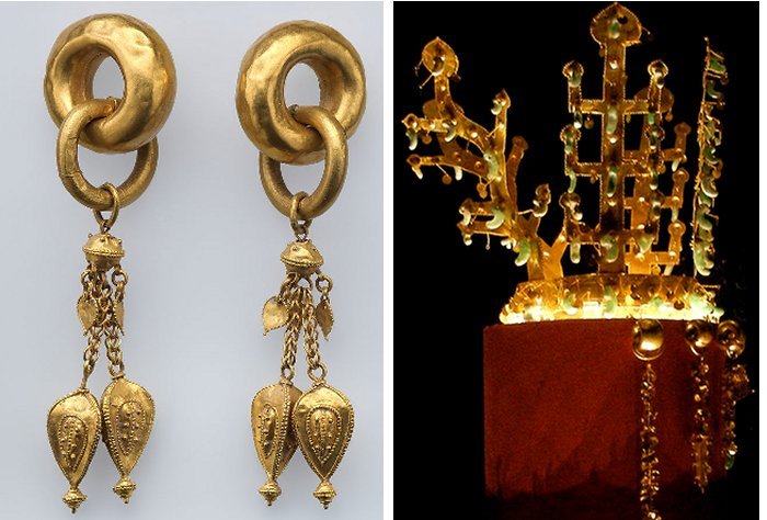Silla Gold Earrings From Korean Tombs