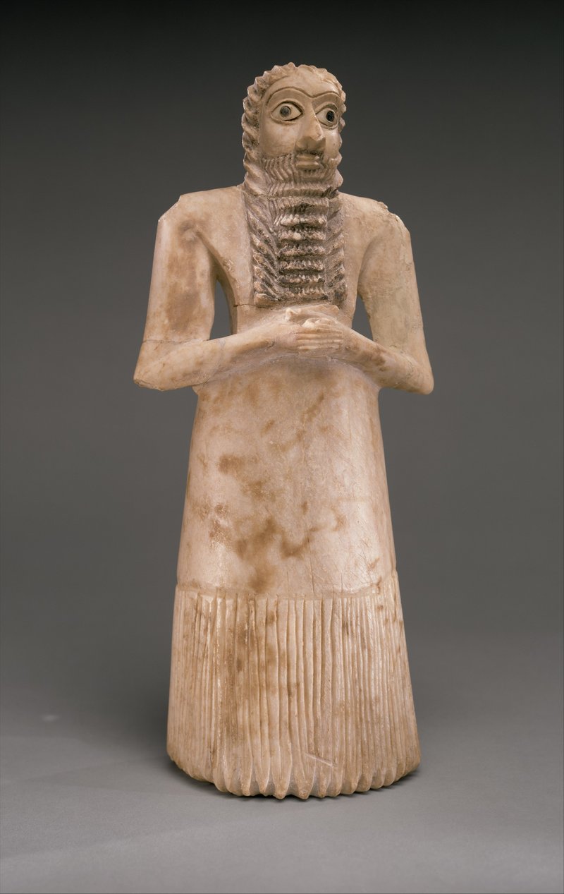 Sumerian Worshipper Statues With Clasped Hands