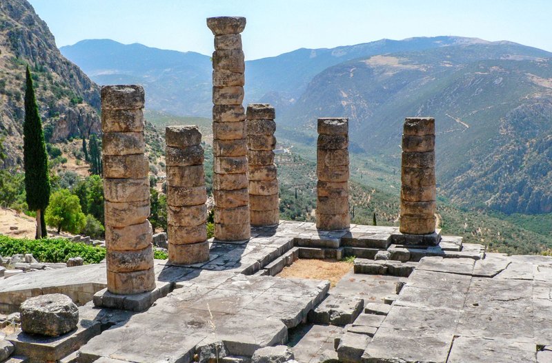 Temple Of Apollo Ruins At Delphi