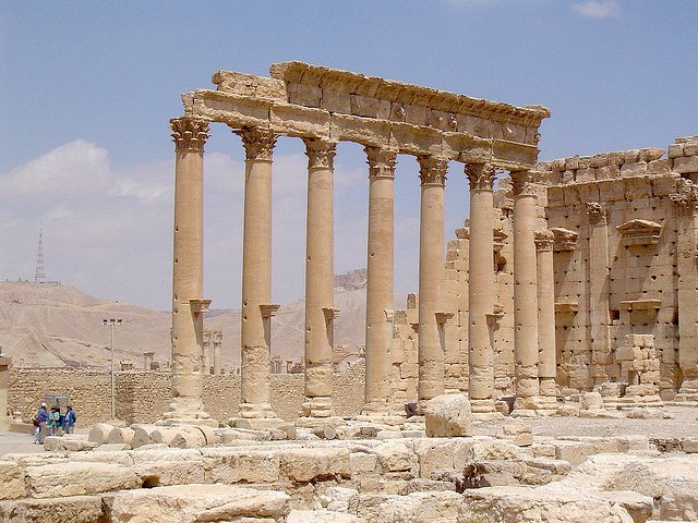 Temple Of Bel Columns At Palmyra<span class=