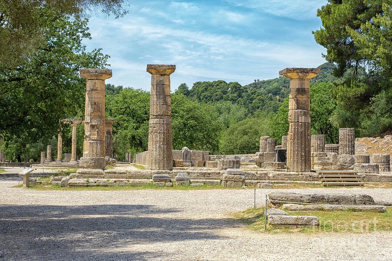 Temple Of Hera At Olympia Ruins