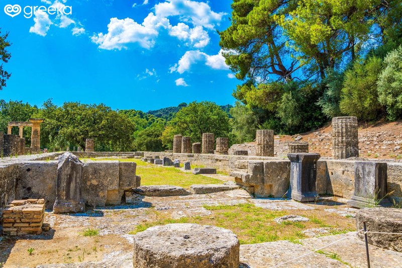 Temple Of Hera At Olympia Ruins
