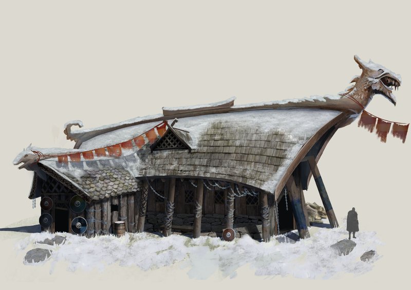Viking House Post Carvings